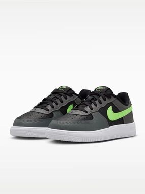 Nike Air Force 1 Low Lace — Black/Lime Blast - Smoke Grey